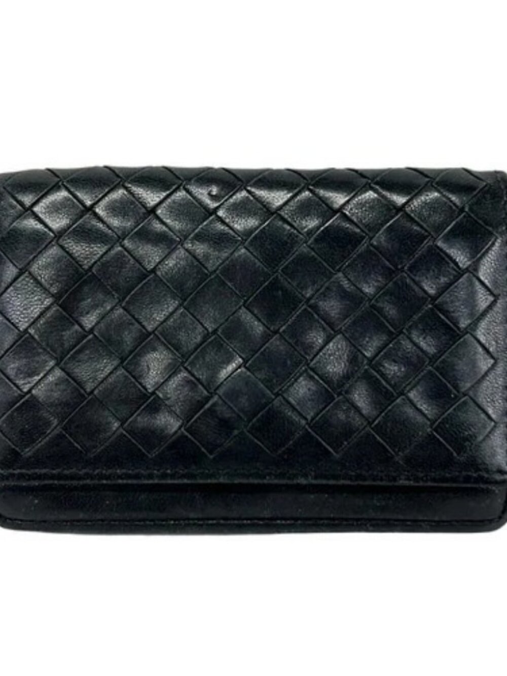 BOTTEGA VENETA Intrecciato 133945 Black Leather - Business Card Holder
